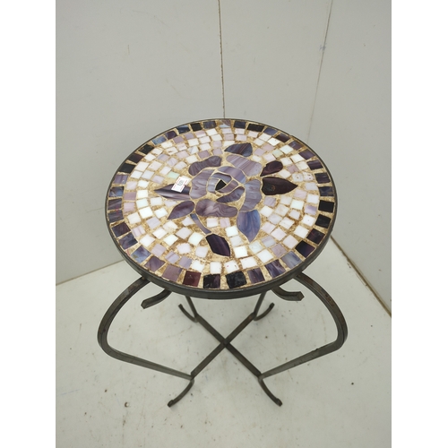 221 - Mosaic Tile Top Iron Plant Stand