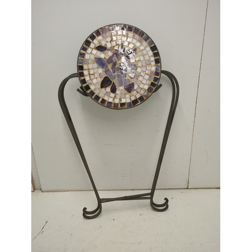 221 - Mosaic Tile Top Iron Plant Stand