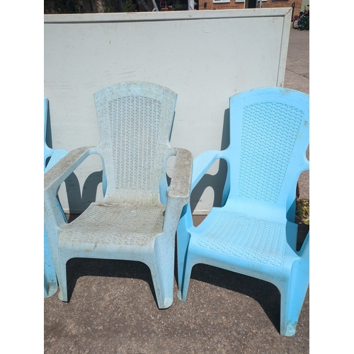 242 - Set of Blue Plastic Stackable Chairs