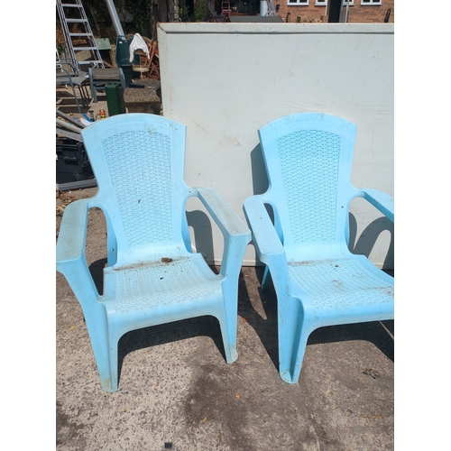 242 - Set of Blue Plastic Stackable Chairs