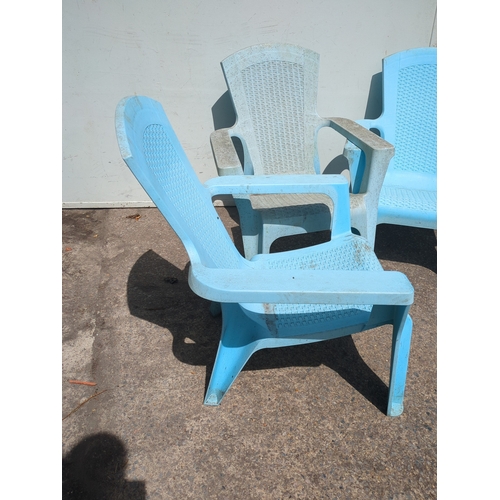 242 - Set of Blue Plastic Stackable Chairs