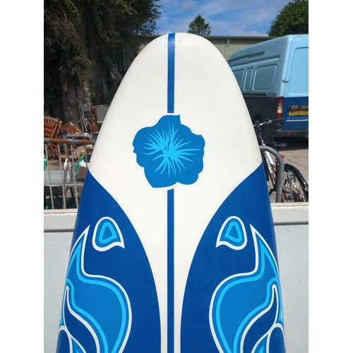 250 - Blue Floral Surfboard with Leash