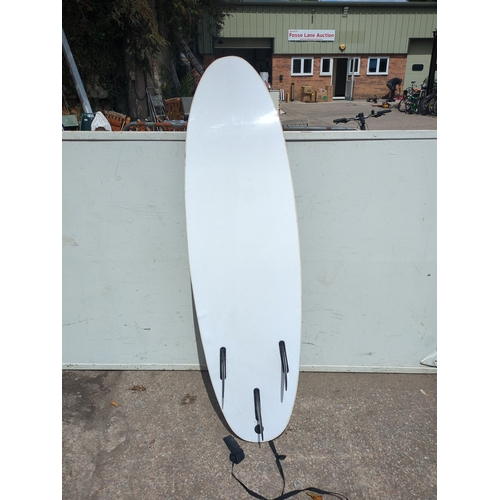 250 - Blue Floral Surfboard with Leash