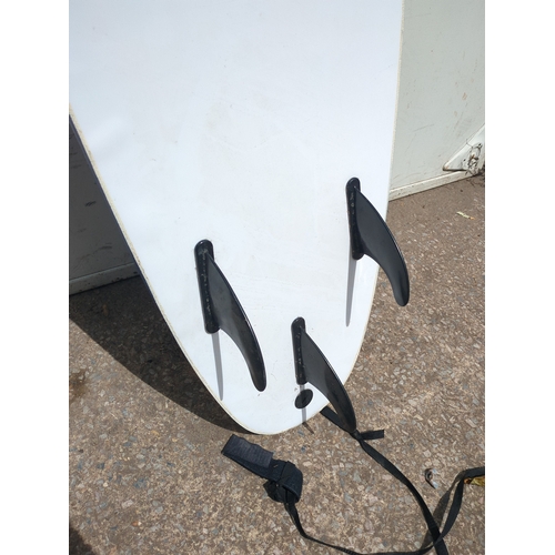 250 - Blue Floral Surfboard with Leash