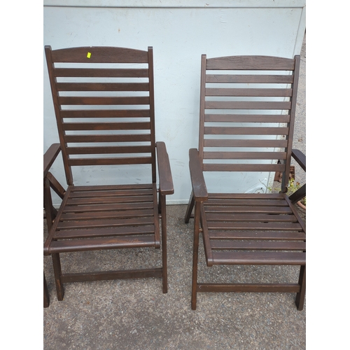 258 - Set of Outdoor Acacia Folding Chairs