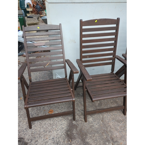 258 - Set of Outdoor Acacia Folding Chairs