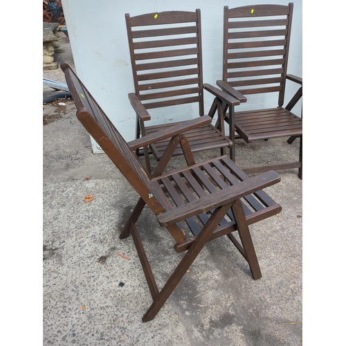 258 - Set of Outdoor Acacia Folding Chairs