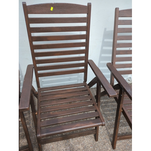 258 - Set of Outdoor Acacia Folding Chairs
