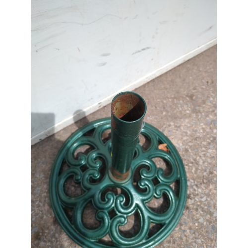 259 - Green Cast Iron Umbrella Stand Base