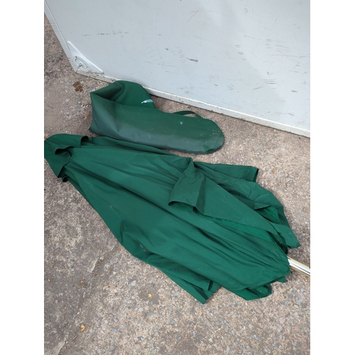 300 - Green Patio Umbrella with Wooden Pole