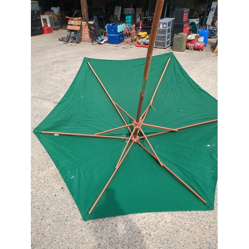 300 - Green Patio Umbrella with Wooden Pole