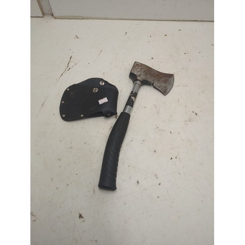 76 - Black Handle Camping Hatchet with Sheath