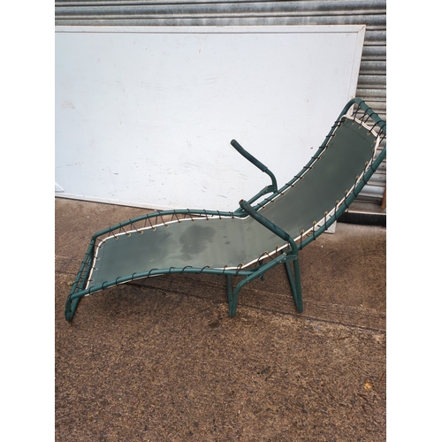 6 - Green Outdoor Folding Sun Lounger