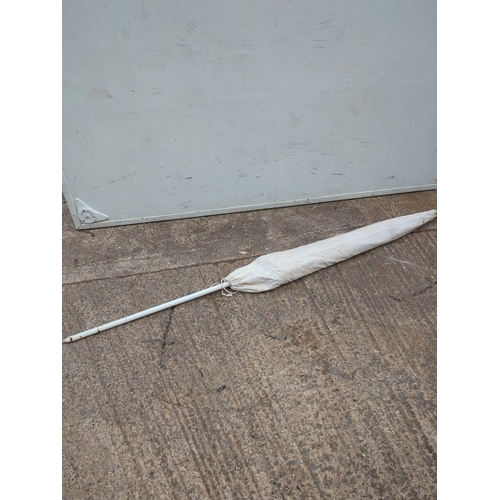 208 - Red Striped Patio Umbrella