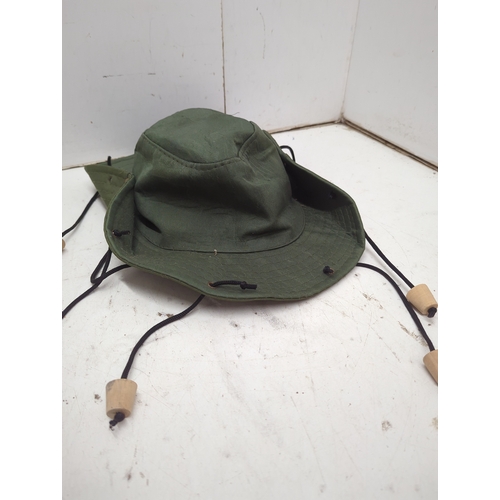 5 - Green Outdoor Sun Hat with Toggle Strings