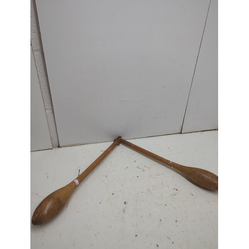 190 - Vintage Oak Indian Clubs Pair