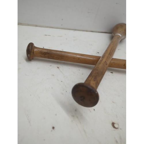 190 - Vintage Oak Indian Clubs Pair