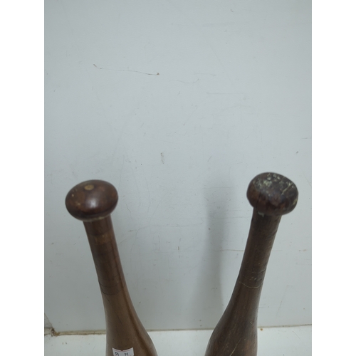 162 - Vintage Teak Indian Clubs