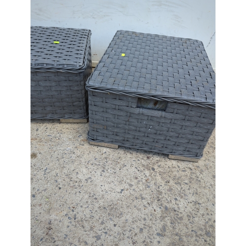 112 - Grey Rattan Storage Boxes