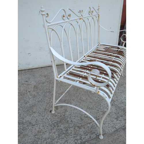 119 - White Metal Outdoor Folding Garden Bench