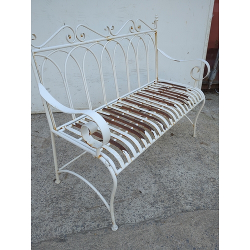119 - White Metal Outdoor Folding Garden Bench