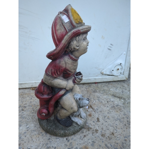 126 - Firefighter Garden Ornament with Dog