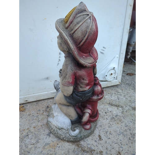 126 - Firefighter Garden Ornament with Dog