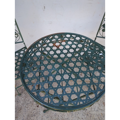 46 - Green Metal Outdoor Table and Chair Set