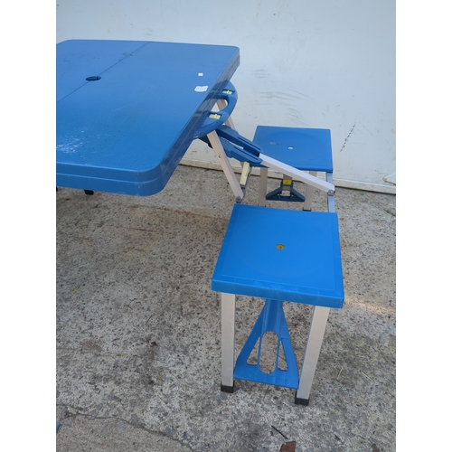 74 - Blue Folding Picnic Table Set with Seats