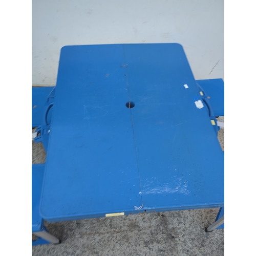 74 - Blue Folding Picnic Table Set with Seats