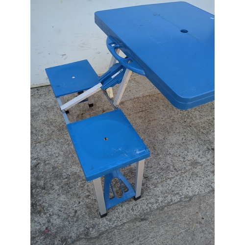 74 - Blue Folding Picnic Table Set with Seats
