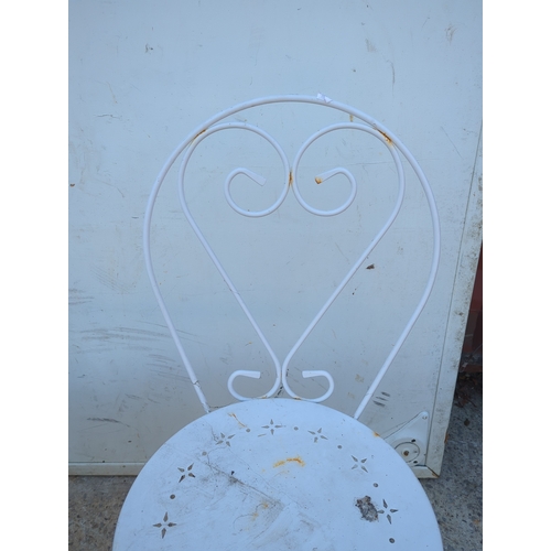 87 - White Metal Bistro Set