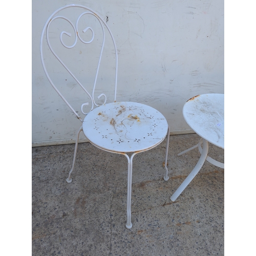 87 - White Metal Bistro Set