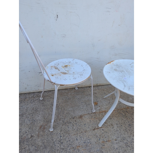 87 - White Metal Bistro Set