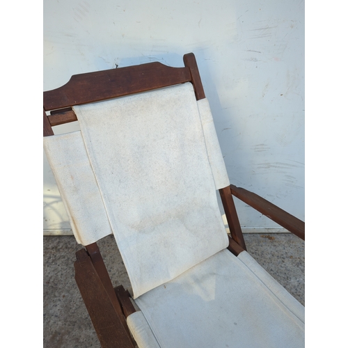 97 - Folding Teak Canvas Chair