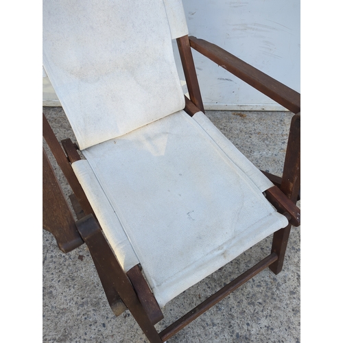 97 - Folding Teak Canvas Chair