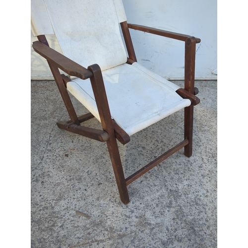 97 - Folding Teak Canvas Chair