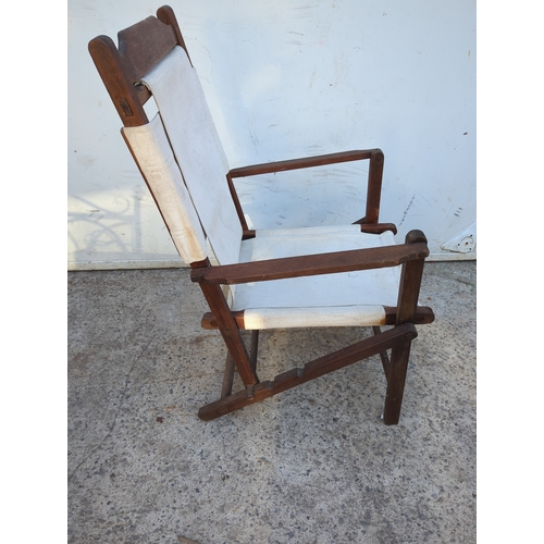 97 - Folding Teak Canvas Chair