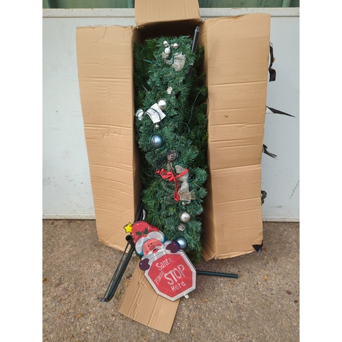133 - Argos 8ft Green Christmas Tree with Decorations