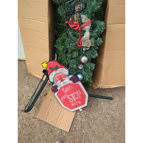 133 - Argos 8ft Green Christmas Tree with Decorations