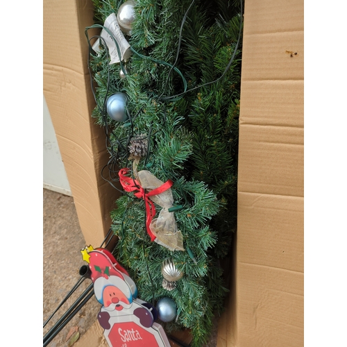 133 - Argos 8ft Green Christmas Tree with Decorations