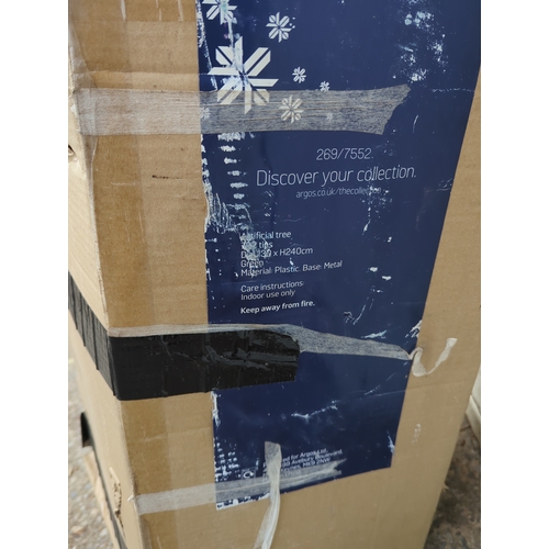 133 - Argos 8ft Green Christmas Tree with Decorations