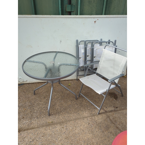 136 - Lot of Folding Chairs and Glass Table