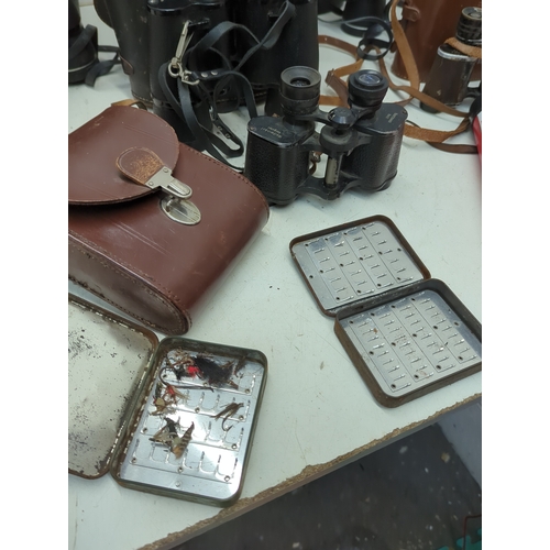 14 - Lot of Binoculars and Fishing Accessories