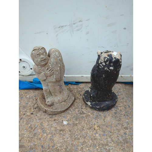 283 - Selection of Garden Statues including Owl and Figure