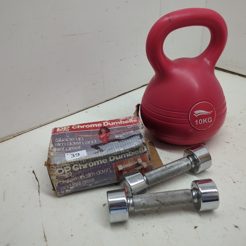 152 - DP Fit For Life Chrome Dumbbells and 10KG Kettlebell