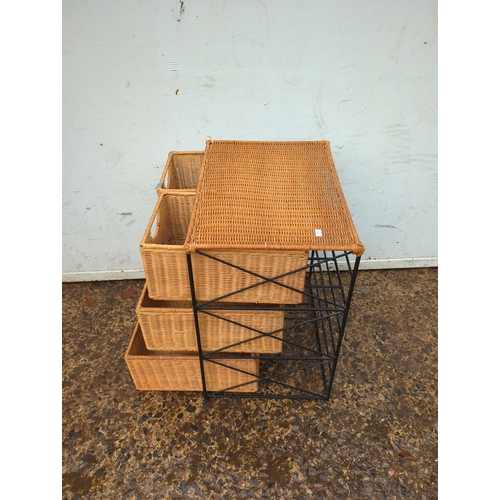 Wicker Storage Unit with Four Drawers