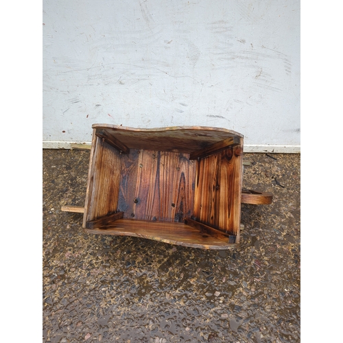140 - Rustic Wood Wheelbarrow Planter