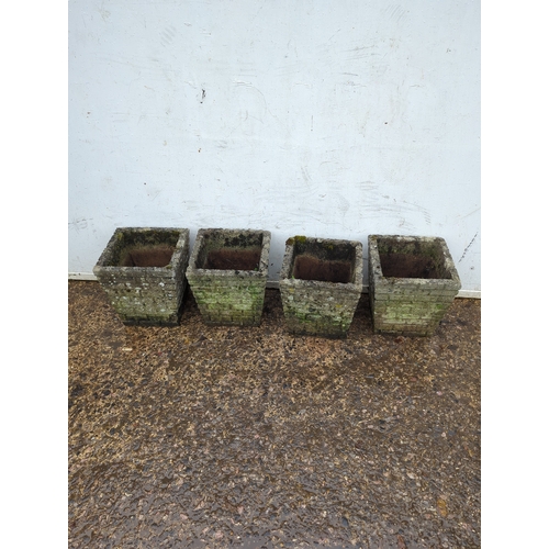 144 - Lot of 4 Concrete Garden Planters