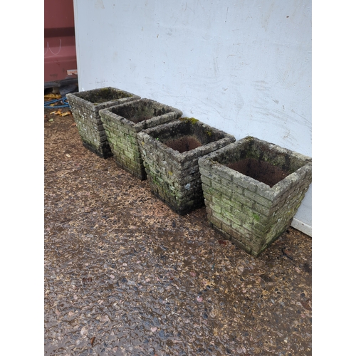 144 - Lot of 4 Concrete Garden Planters